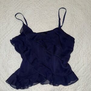 Navy Blue Ruffle Top